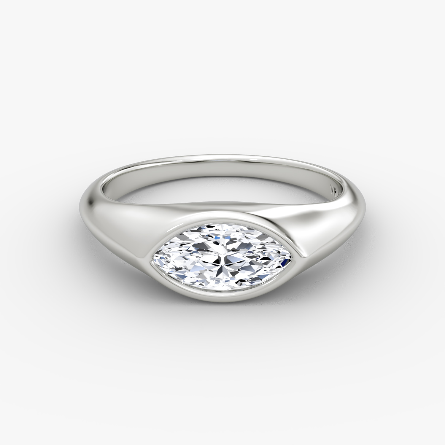 East-West Signet Ring | Marquise | 14k | White Gold
