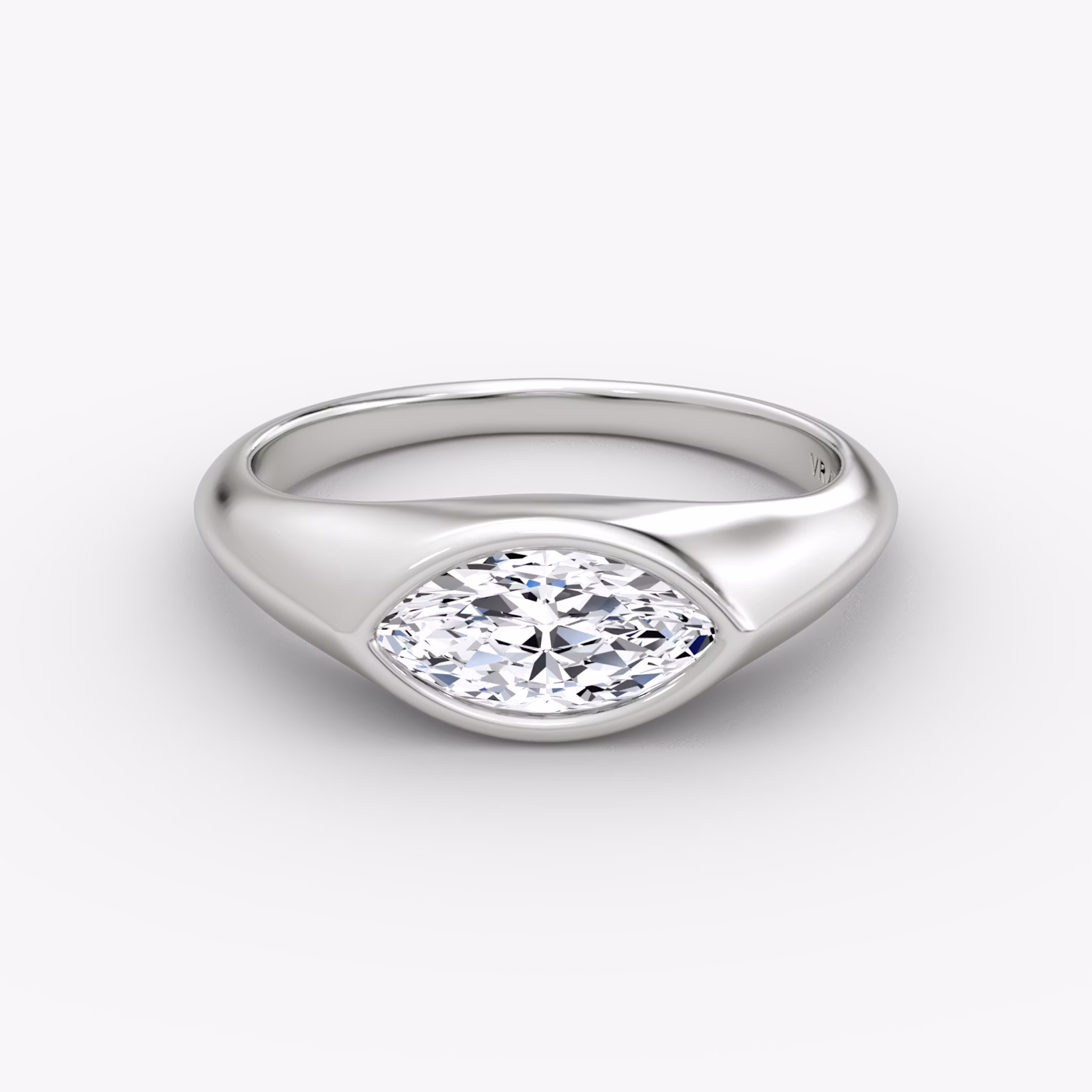 East-West Signet Ring | Marquise | 14k | White Gold