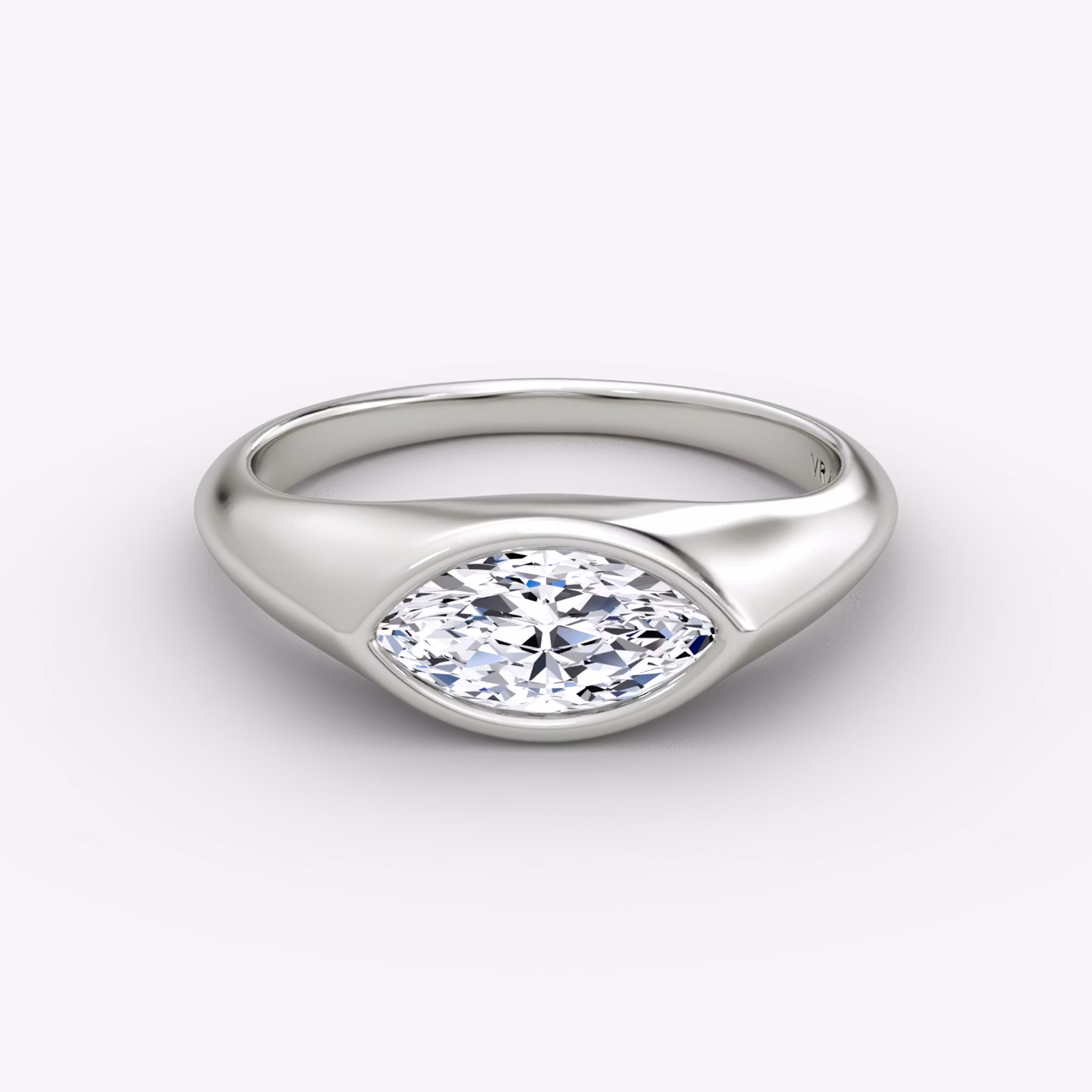 East-West Signet Ring Marquise | White Gold