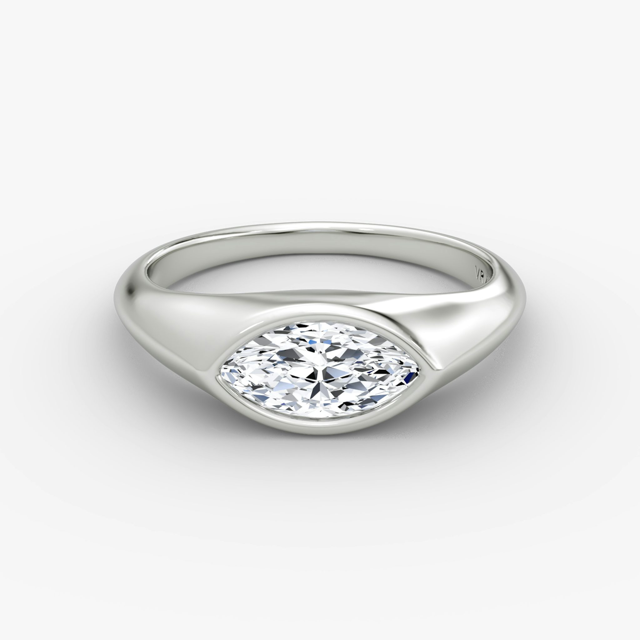 East-West Signet Ring | Marquise | 14k | White Gold