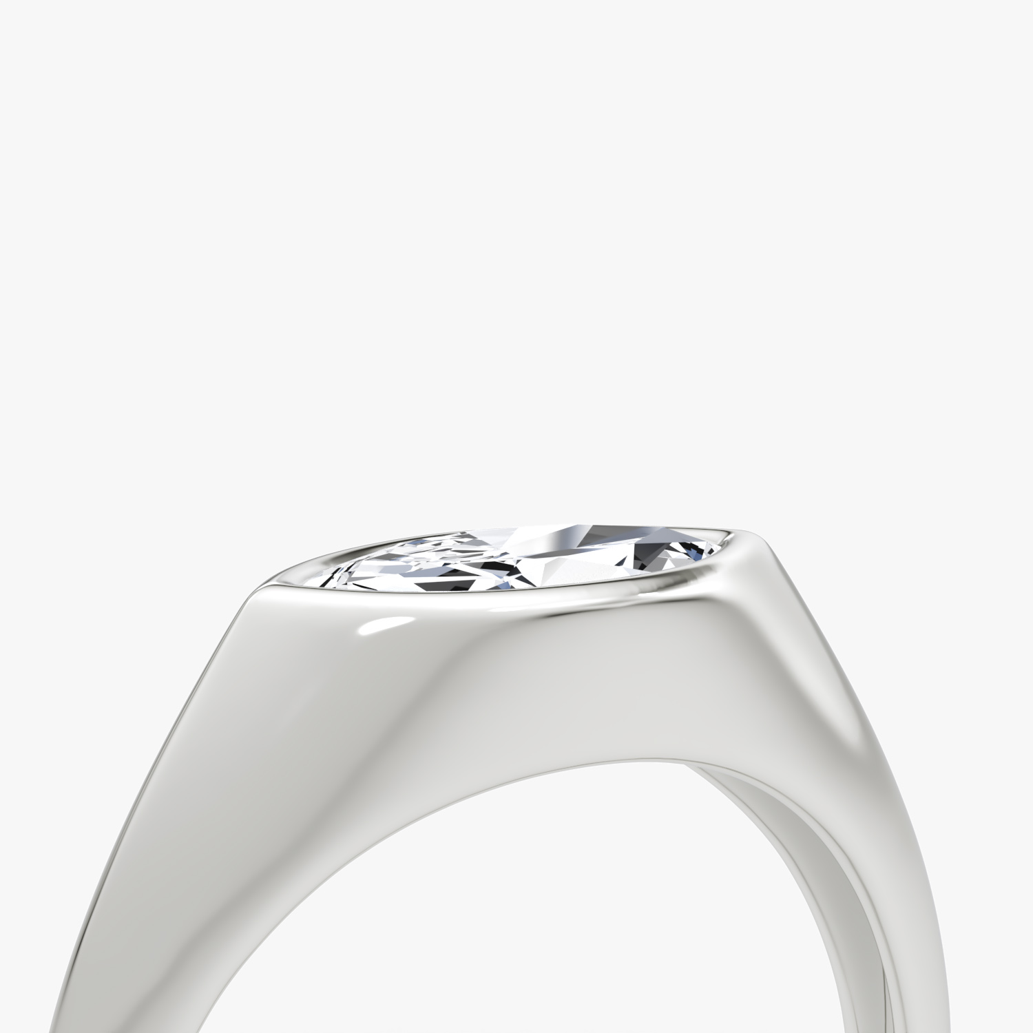 East-West Signet Ring | Marquise | 14k | White Gold