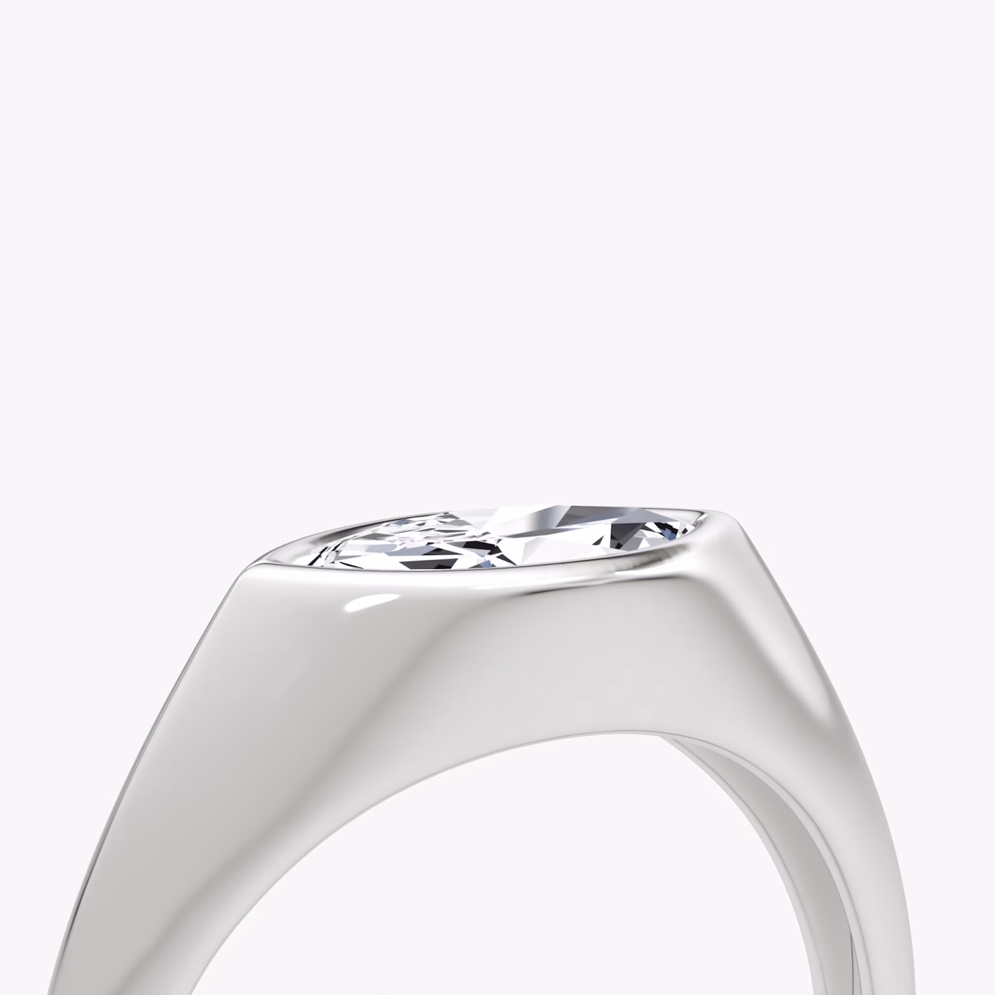 East-West Signet Ring | Marquise | 14k | White Gold