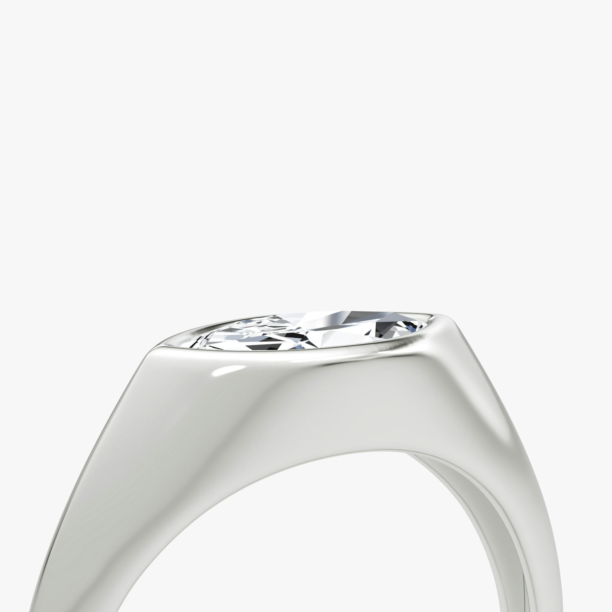East-West Signet Ring | Marquise | 14k | White Gold