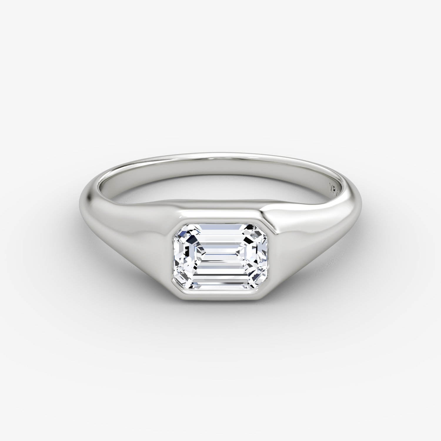 East-West Signet Ring | Emerald | 14k | White Gold