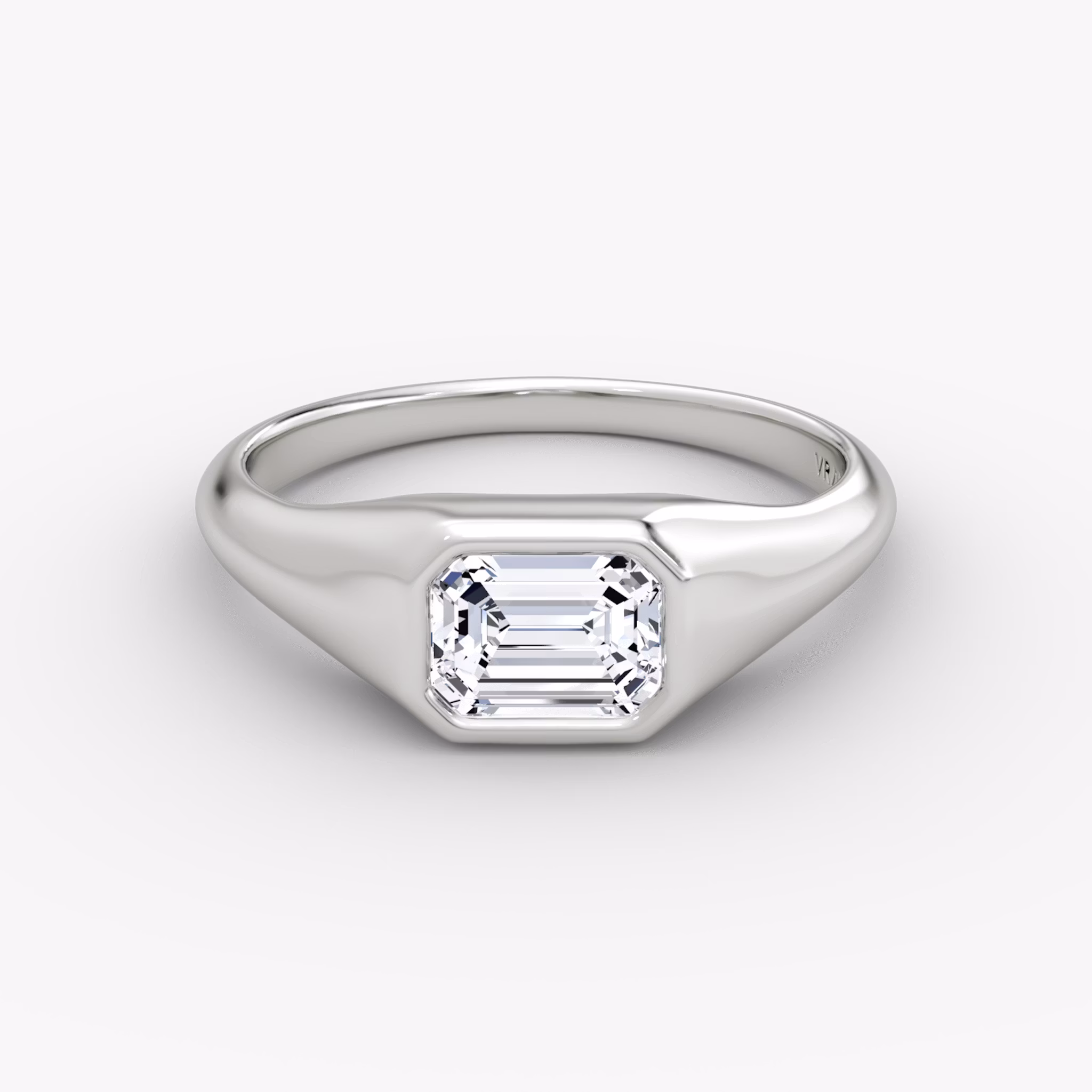 East-West Signet Ring | Emerald | 14k | White Gold