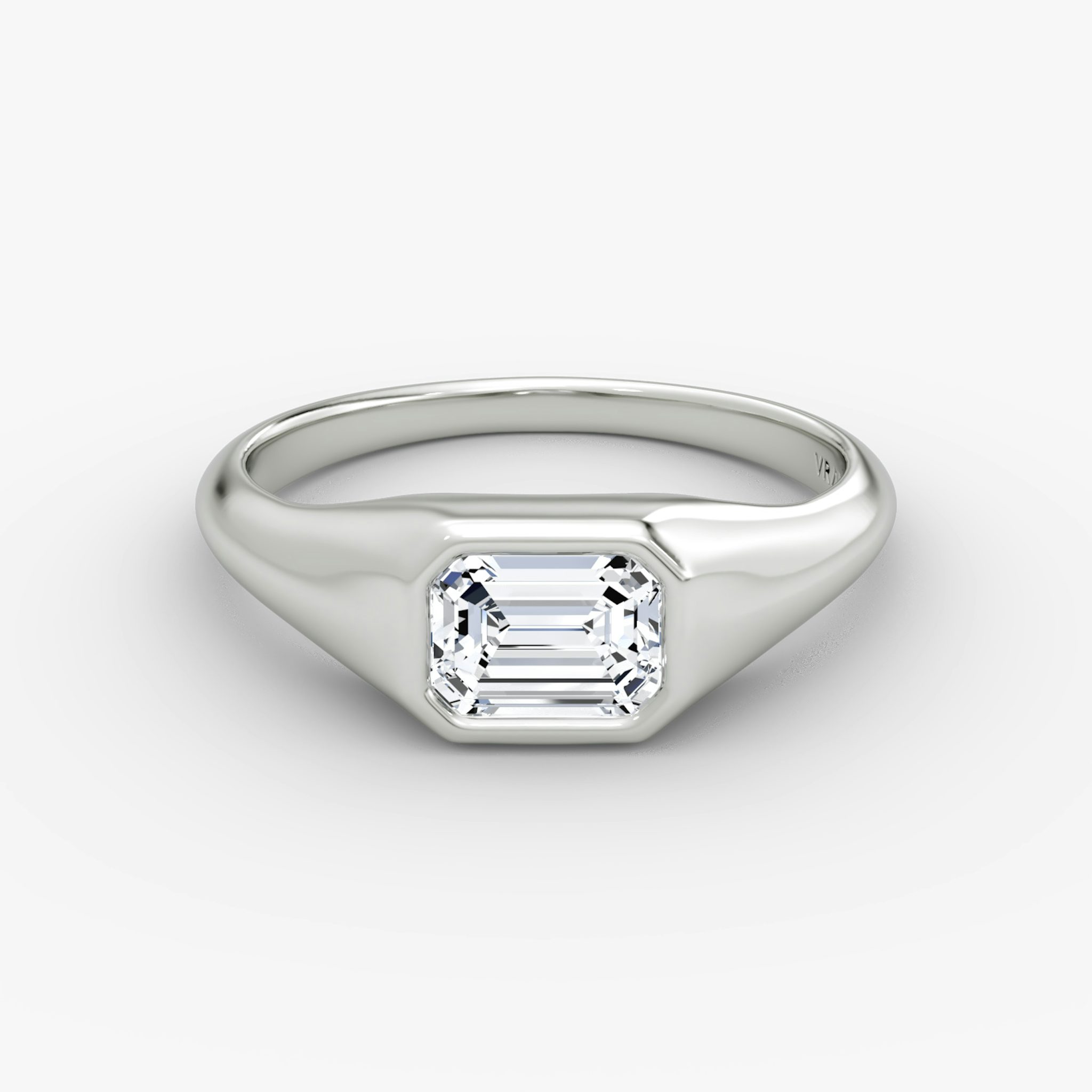 East-West Signet Ring | Emerald | 14k | White Gold