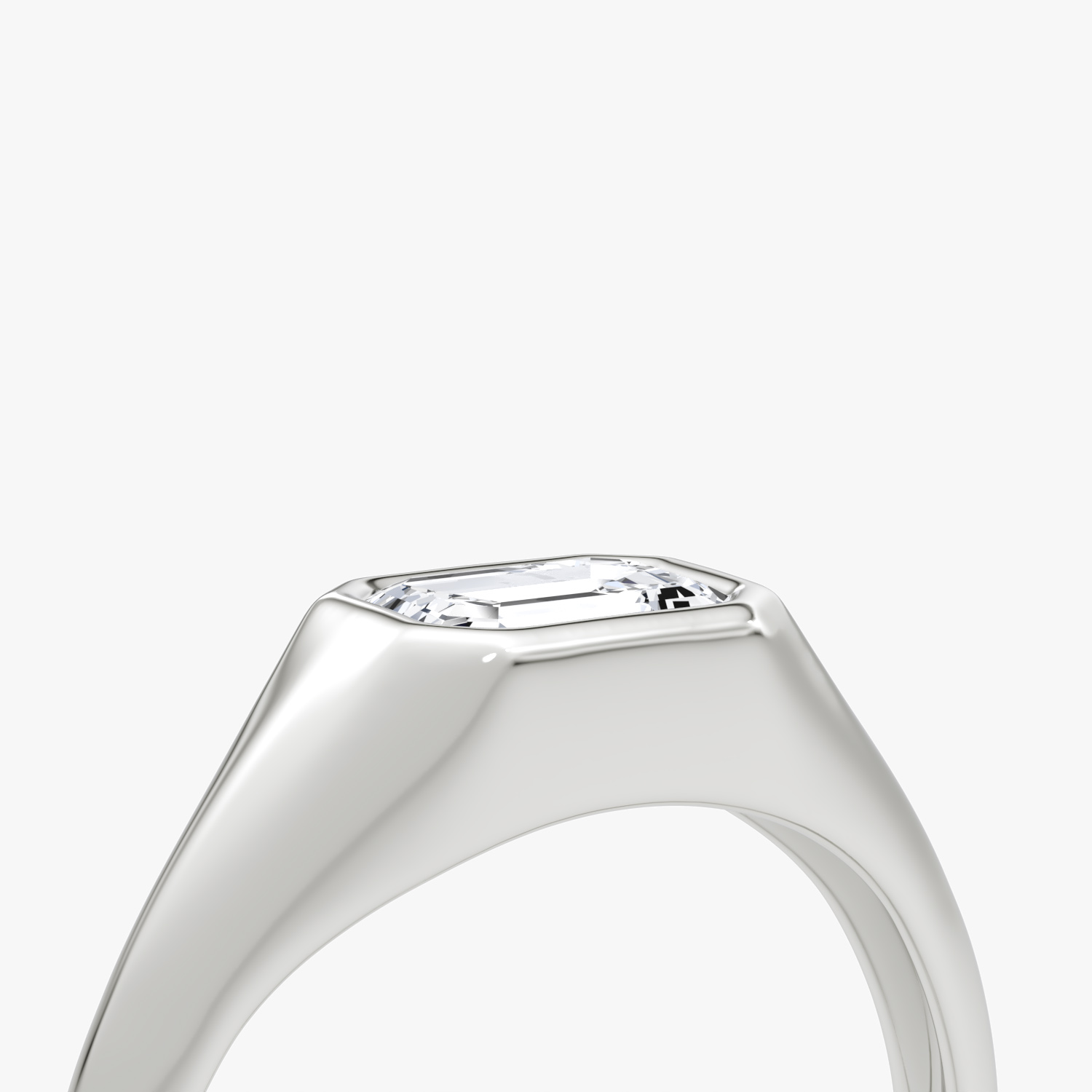 East-West Signet Ring | Emerald | 14k | White Gold