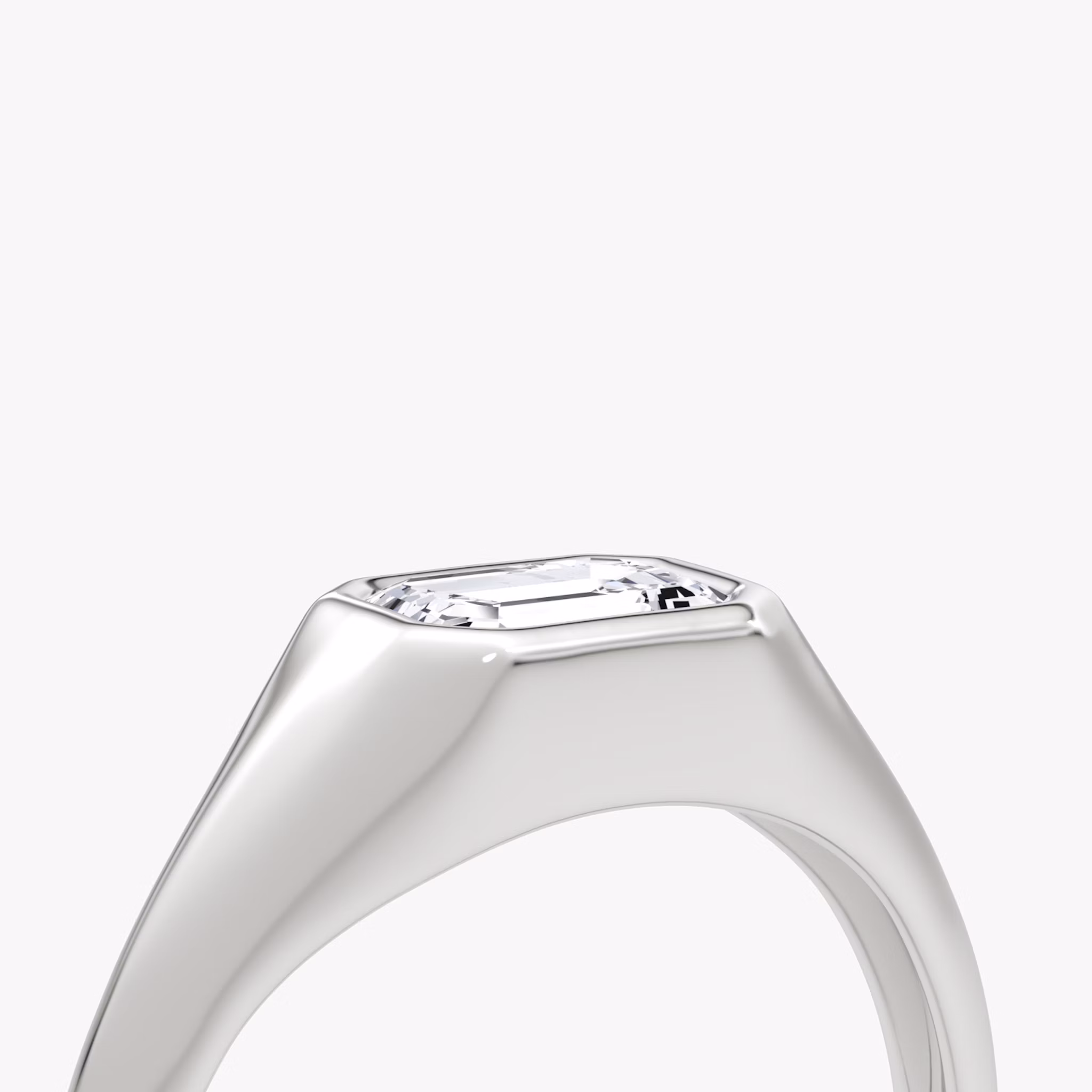 East-West Signet Ring | Emerald | 14k | White Gold