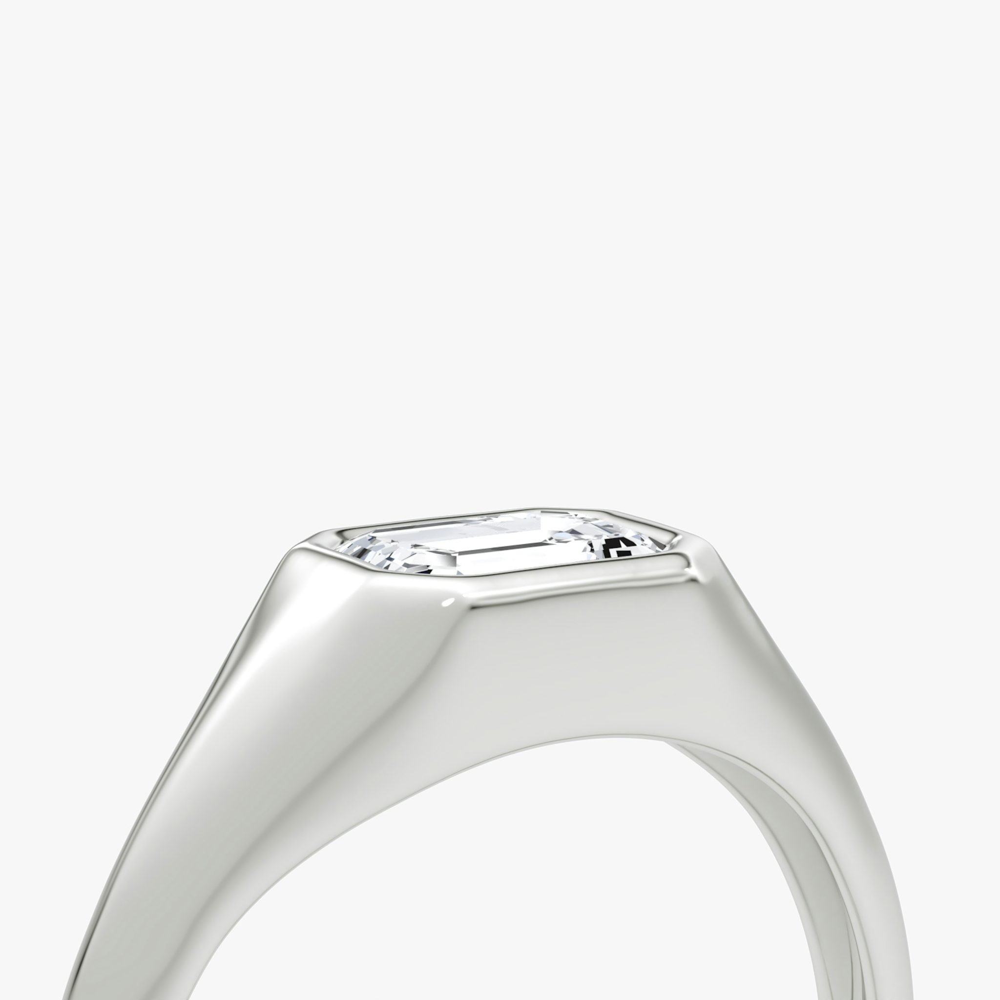 East-West Signet Ring | Emerald | 14k | White Gold