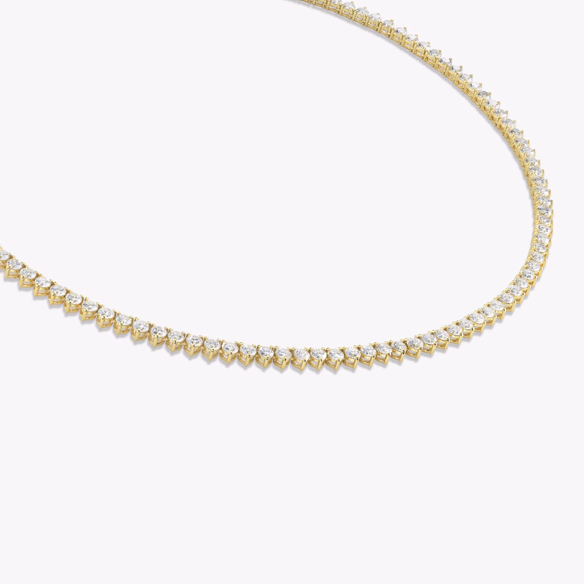 3 Prong Tennis Necklace Round Brilliant | Yellow Gold