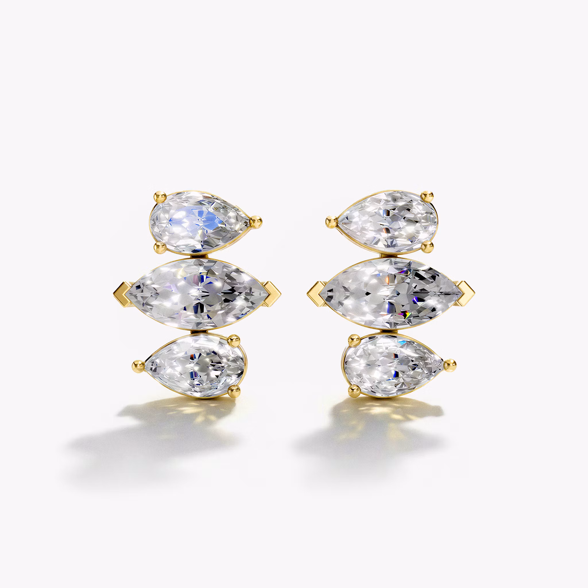 Alternating Shape Tennis Earrings | Yellow Gold