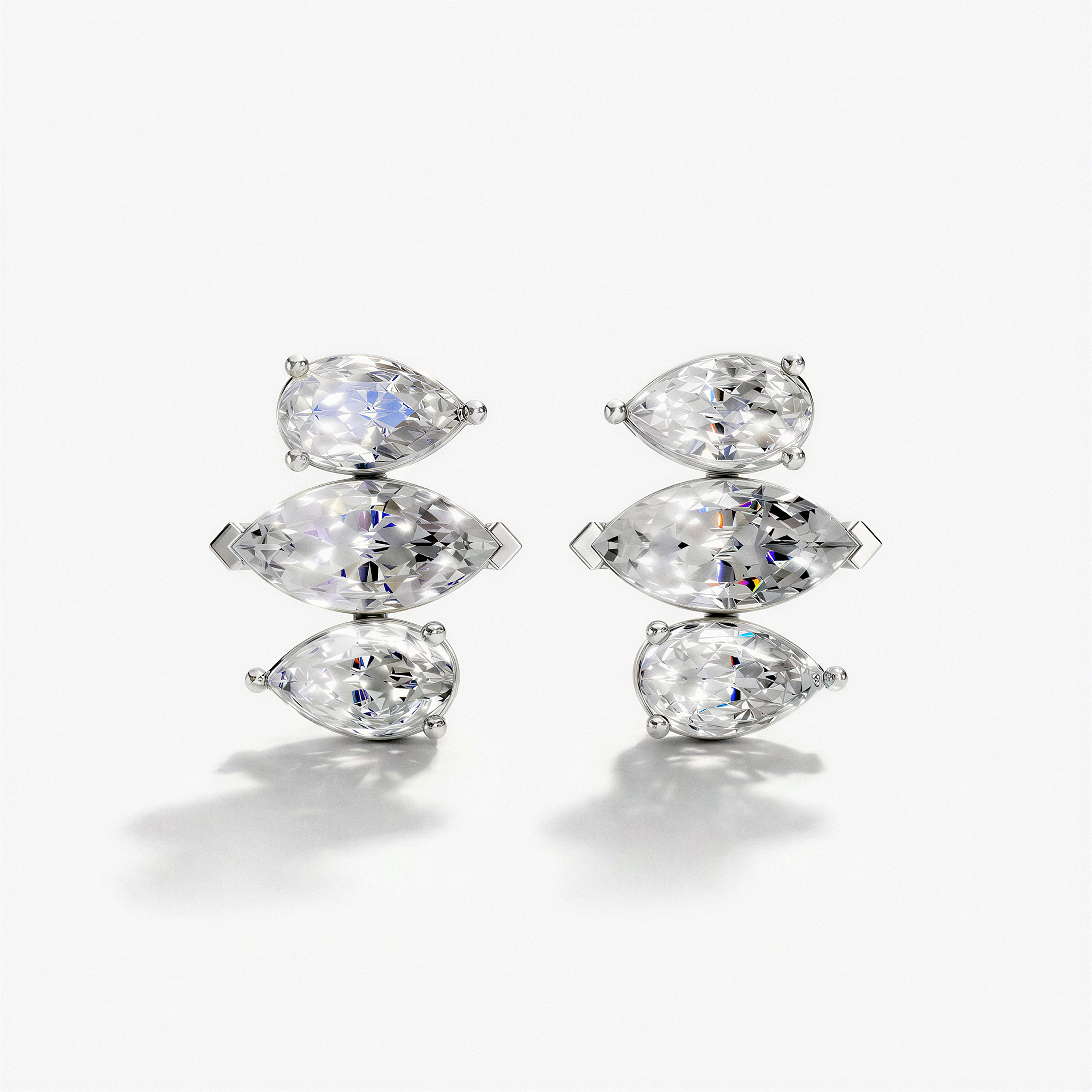Alternating Shape Tennis  | White Gold